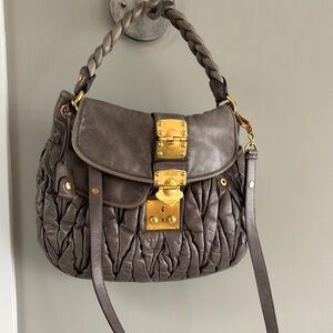 Miu Miu Gray Leather Shoulder Bag
